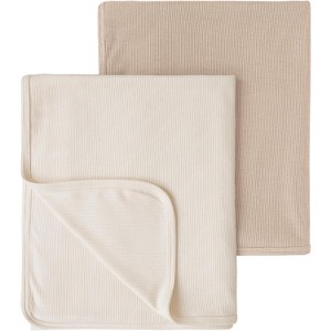 LISM 33x42 Inch Cozy Baby Blanket, 2 Pack Soft Ribbed Swaddle Receiving Blankets - 1 of 4