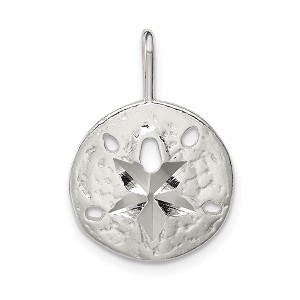 Black Bow Jewelry Sterling Silver 15mm Diamond Cut Sand Dollar Pendant - 1 of 4