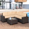 Whizmax 6 Pieces Outdoor Patio Furniture Set, Outdoor Wicker Furniture Set, Patio Sofa Set with 5 Seat Cushions and 1 Glass Coffee Table - 3 of 4