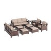 Sonkuki 9 Pieces Patio Sofa & Ottomans & Chair & Coffee Table Set, Conversation Couch with Cushion - 2 of 4
