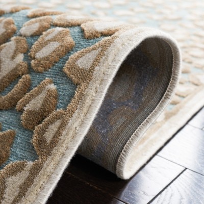 Stone Aqua Leopard Print Viscose Accent Rug 2'7" x 4'
