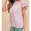 Women's Ditsy Flower Printed Pleats Blouse - AnnieWear - 2 of 3