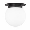 Calhoun Collection Flush Mount Light - Chic White Opal Glass & Heritage Brass, 1 Bulb, Damp Rated - 2 of 4