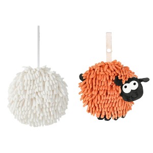 REGALWOVEN 2 Pcs Cute Comfortable Soft Absorbent Chenille Ball Fuzzy Hand Towel - 1 of 4