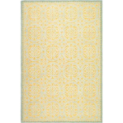 Blue and Gold Hand-Tufted Wool Geometric Area Rug