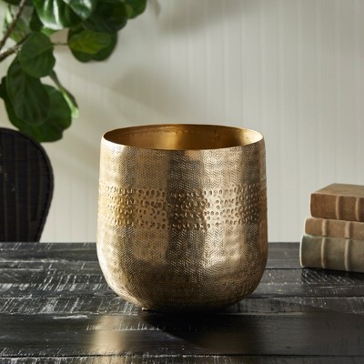 Emberlynn Large Gold Textured Aluminum Planter