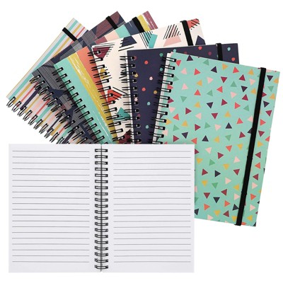 Paper Junkie 6 Pack Notebooks and Journals Spiral Bound 5x7, Lined Journal for Students, 6 Designs