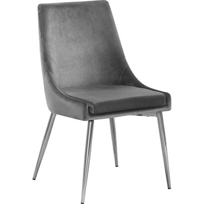 Modern Gray Velvet Upholstered Armless Side Chair