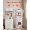 VEVOR Over Washer and Dryer Storage Shelf, 3 Tiers Laundry Room Drying Rack with Hanger Rod and Hooks, Single Row Washer Shelves Space Saver,White - 3 of 4
