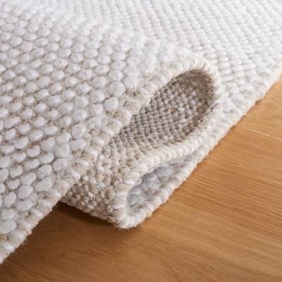 Ivory and Navy Striped Wool Flat Woven 4' x 6' Rug