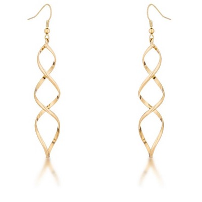 ShineHigh Spiral Twist Drop Earrings for Women – 18K Gold-Plated Fashion Earrings with Elegant Hook Backing in Rose Goldtone or Yellow Goldtone Finish