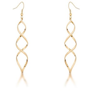 ShineHigh Spiral Twist Drop Earrings for Women – 18K Gold-Plated Fashion Earrings with Elegant Hook Backing in Rose Goldtone or Yellow Goldtone Finish - 1 of 1