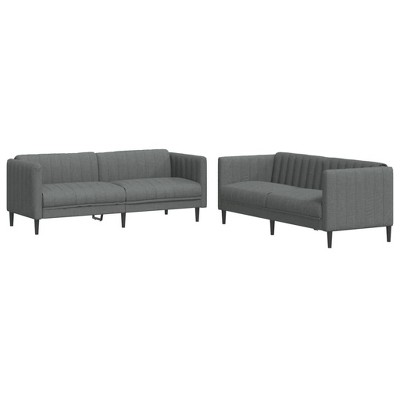 vidaXL Dark Gray Sofa Set - Comfortable 2 & 3-Seater Settee Armchair - Modern Fabric Lounge Couch for Living Room