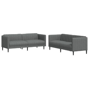 vidaXL Dark Gray Sofa Set - Comfortable 2 & 3-Seater Settee Armchair - Modern Fabric Lounge Couch for Living Room - 1 of 4