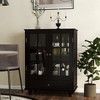 HDZNVF Black Buffet Cabinet with Double Glass Doors and Drawer, Modern Wooden Storage Sideboard Cupboard, Black - 3 of 4