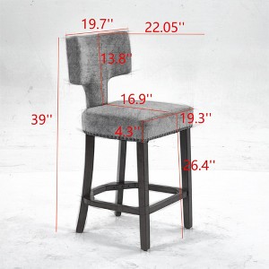 Gulches Set of 2 Counter Height Bar Stools - Orange Linen Upholstered with Copper Nails, Solid Wood Frame, 300 lbs Capacity - 1 of 4