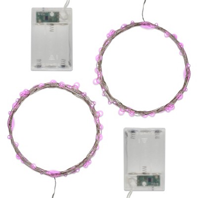 2ct Battery Operated Submersible Mini Fairy String Lights LED With Timer Pink