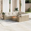 vidaXL Patio Sofa Set with Cushions Outdoor Furniture 9 Piece Poly Rattan - Beige and Cream - 2 of 4