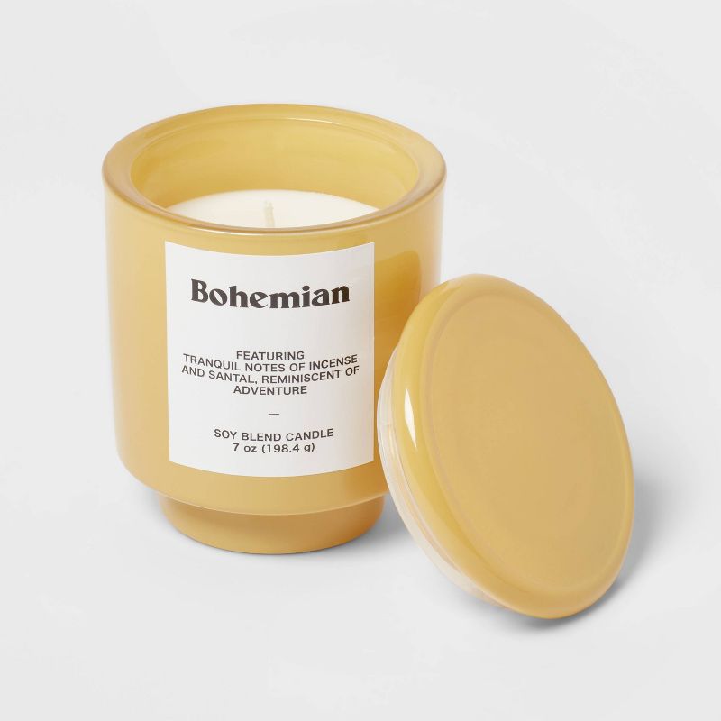 7oz Gold Exterior Painted Glass with Glass Lid Bohemian Candle Yellow - Opalhouse&#8482;, 4 of 5