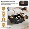 Extendable Square Coffee Table With Hidden Storage Compartment,Sliding Tabletop And Walnut Grain Finish,Coffee Table For Living Room -Maison Boucle - 3 of 4