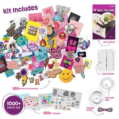 Wall Collage Making Kit for Teens – 1000  Piece Set with Stickers and Pre-Cut Artworks, Personalize Your Room Décor, Gifts for Girls