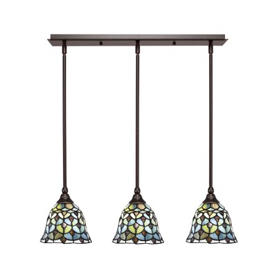 Toltec Lighting Any 3 - Light Chandelier in  Dark Granite with 7" Crescent Art Glass Shade