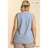 Women's V-Neck Sleeveless Top with Frayed Hem Plus - umgee - 2 of 2