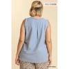 Women's V-Neck Sleeveless Top with Frayed Hem Plus - umgee - image 2 of 2