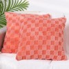 Unique Bargains Decorative Faux Fur Soft Cozy Plush Plaid Decorative Throw Pillow Covers 2 Pcs - 2 of 4
