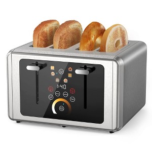 WHALL 2 Slice Touchscreen Stainless Steel Toaster with Wide Slot, 6 Shade Settings, Bagel Function, Removable Crumb Tray - 1 of 4