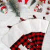 4 Pack Large Stockings 18 Inch Red Black Buffalo Plaid with Plush Faux Cuff Fireplace Holiday Decor Xmas Party Stockings - 4 of 4