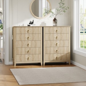 Fluted White Dresser for Bedroom, 43" Tall Storage Dresser Tower with 5 Drawers, Modern Chest of Drawers, Storage Organizer Unit for Closet, Entryway - 1 of 4