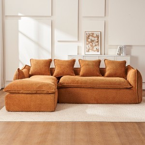 TiramisuBest LY-003 Beige White Deep Seat Compression Sofa 3 Seater with Beige for sofa - 1 of 4