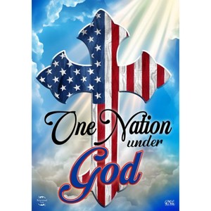 One Nation Under God Cross House Flag Patriotic Religious 28" x 40" Briarwood Lane - 1 of 4