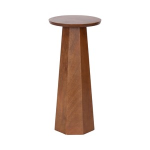Kate and Laurel Hemingson Round Drink Table, 10x10x22, Walnut Brown - 1 of 4