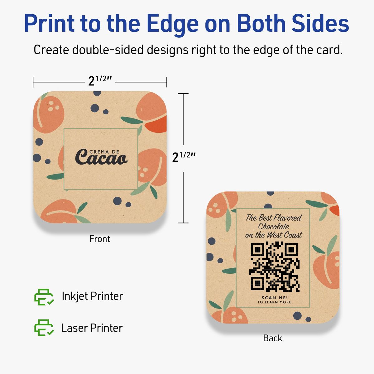 2-1/2" x 2-1/2" Square Rounded Corners, Kraft Brown Business Cards - thumbnail 6