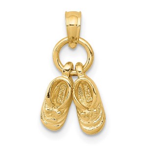 Black Bow Jewelry 14k Yellow or White Gold 3D Baby Shoes Charm or Pendant, 9mm (3/8 in) - 1 of 4
