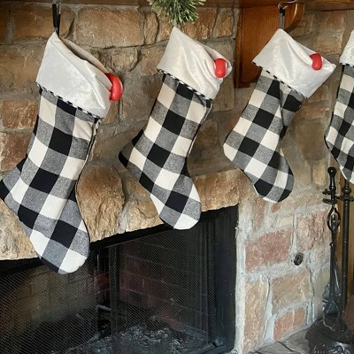 20in Black and White Buffalo Check HangRight Christmas Stocking