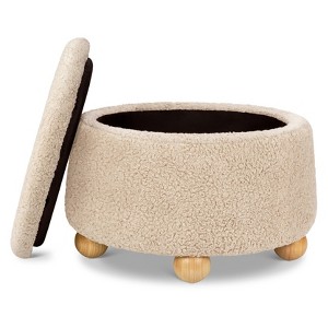 Namesake Tuffet Storage Ottoman with Wooden Ball Feet and Lift Top - 1 of 4