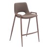 HomeRoots Set of Two 26" Brown Faux Leather And Steel Low Back Counter Height Bar Chairs - 4 of 4