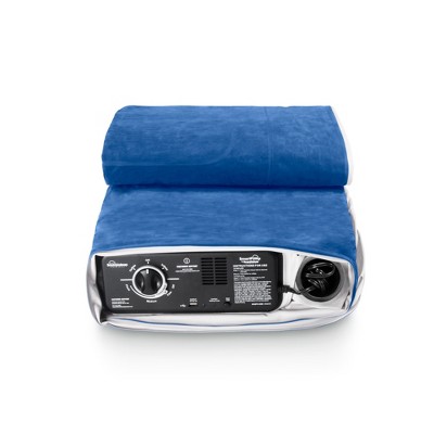 Full Size Blue and White Raised Air Mattress with Pump