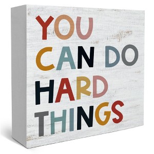 Inspirational Quote You Can Do Hard Things Wood Box Sign, Motivational Colorful Word Classroom Wall Decor - 1 of 4