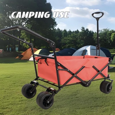 Vynxaria 360¡ã Rotating Heavy-Duty Folding Wagon - All-Terrain Garden Cart for Outdoor Adventures