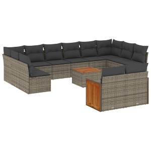vidaXL Garden Sofa Set Grey PE rattan 13 Piece Set Modular - 1 of 4