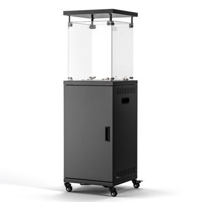 Pamapic 50000BTU Steel Freerstanding Black Patio Heater with Wheels