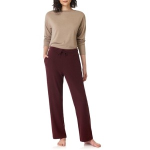 Rekucci Women’s Soft Knit Straight Leg Loungewear Pants with Pockets – Mid-Rise, Drawstring Waist, Relaxed Fit - 1 of 3