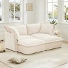 Slipcovered Sectional Sofa, 2 Seater Sofa with Removable Cover, Sofa with Convertible Ottoman, Chenille Fabric Sectional Sofas-Cuddlewood - 3 of 4