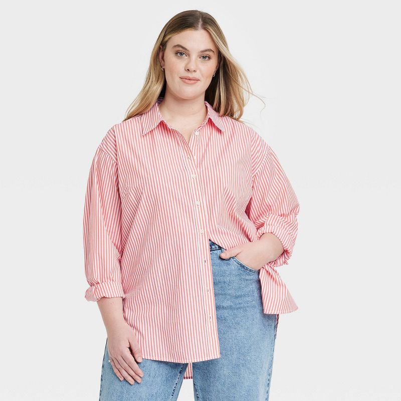 Women's Oversized Long Sleeve Collared Button-Down Shirt - Universal Thread™, 1 of 5