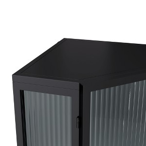 Okak Bathroom Storage Cabinet, Modern Floor Coner Cabinet with Tempered Glass Door and 2/3 Shelves for Living Room, Home Office - 1 of 4