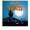 Happy Halloween Spooky Graveyard and Full Moon Scene White Apron - 2 of 2